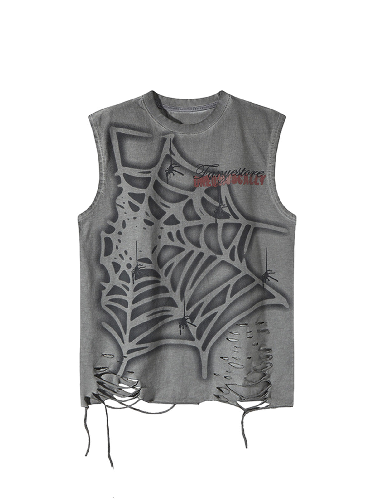 Raggedy Design Spider Web Graphic Vest - 2360