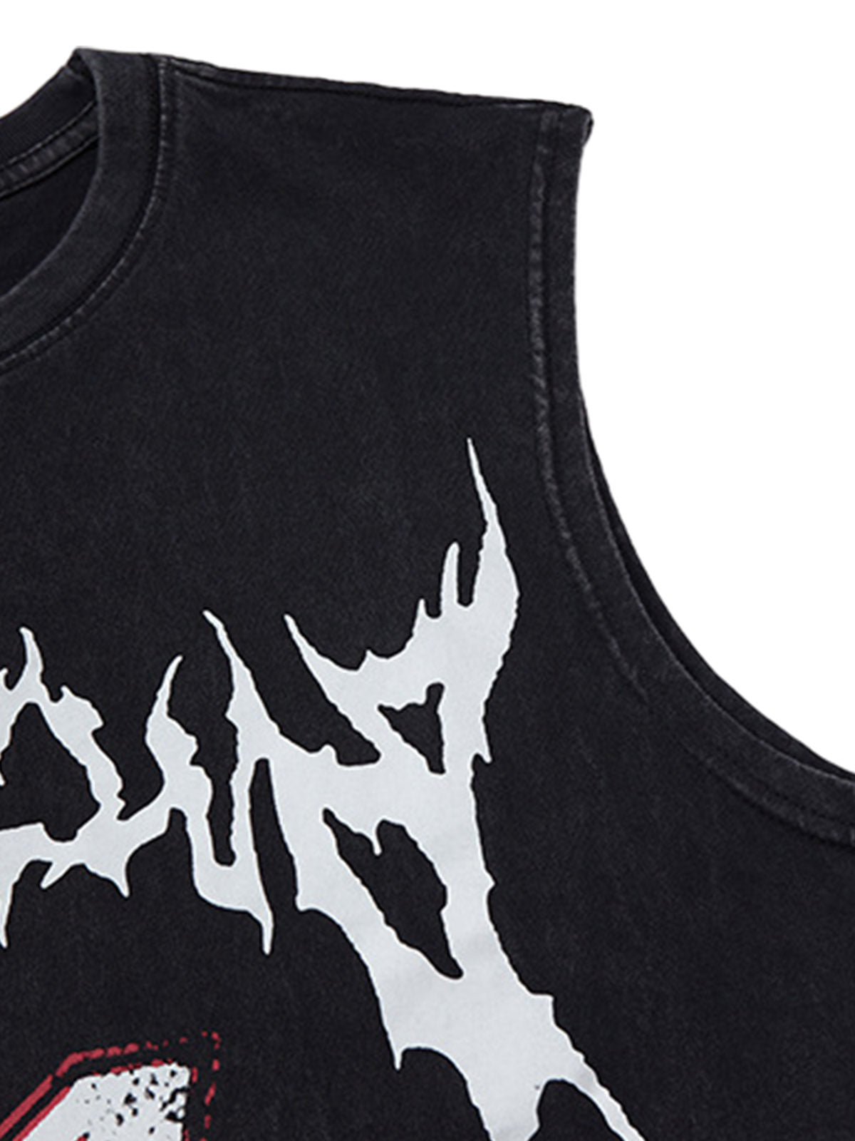 Retro Washed Letter Print Vest