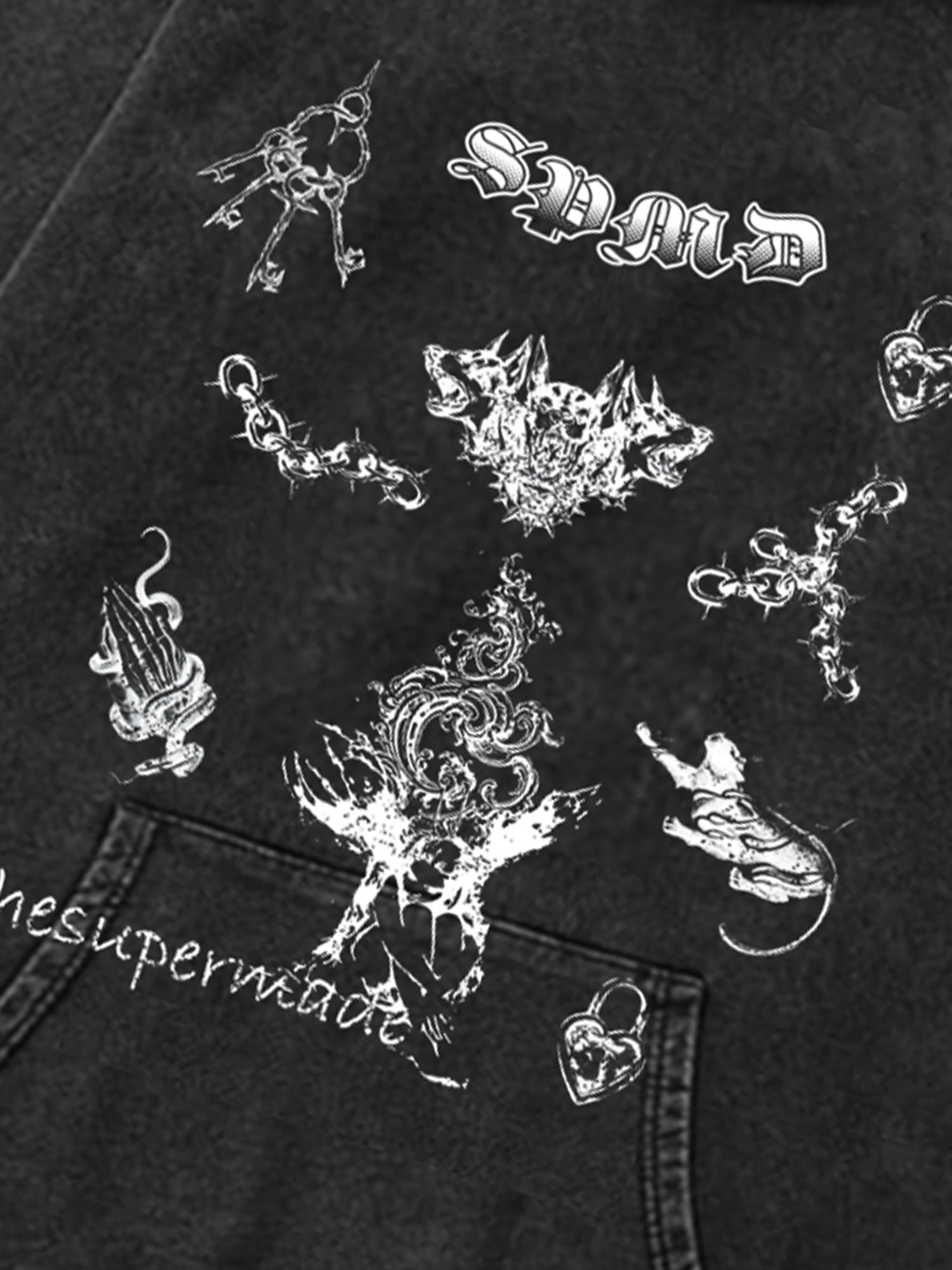 Thesupermade Distressed Gothic Insignia Print Sweatshirt