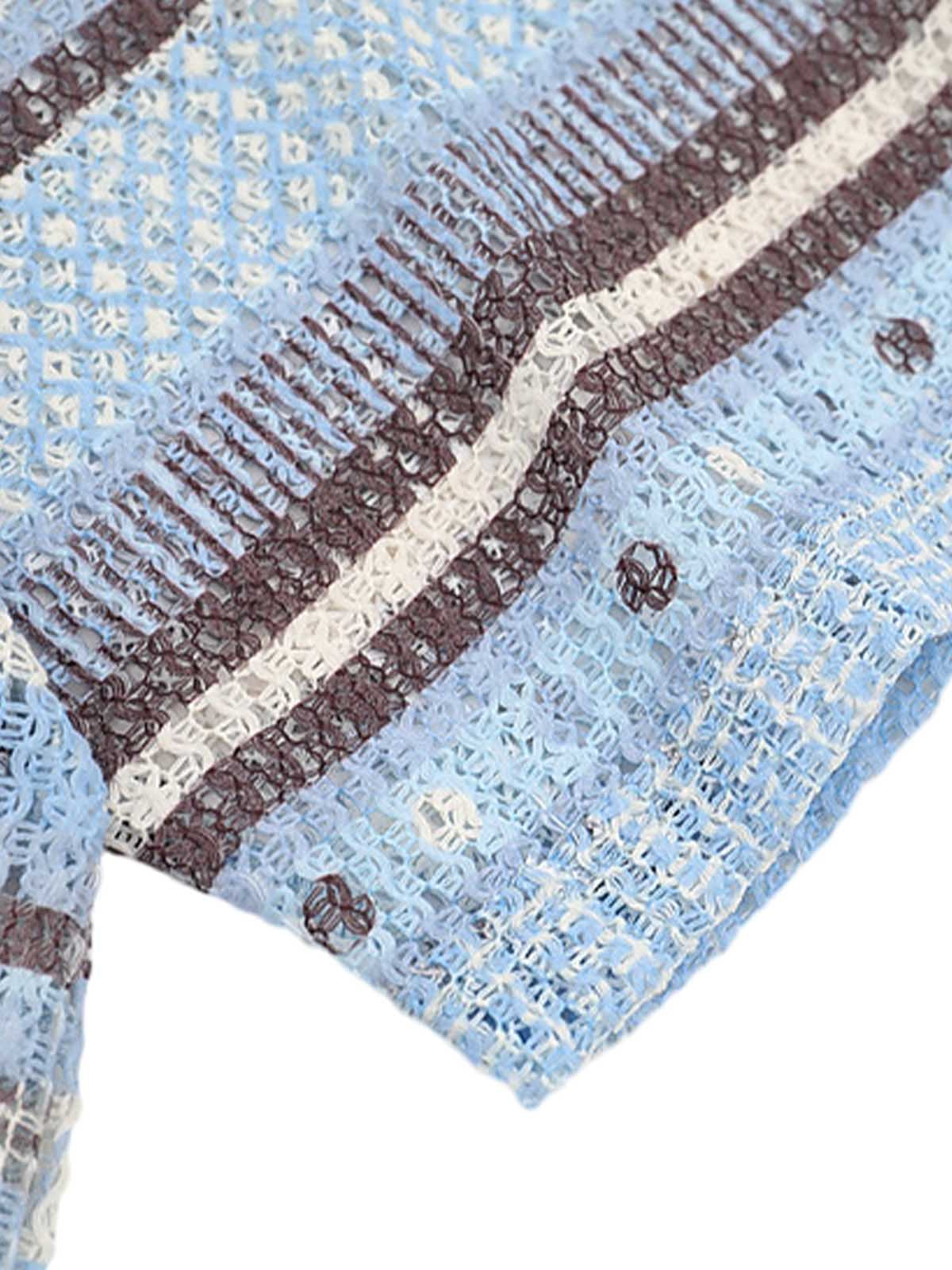 Retro Gradient Striped Hollow POLO Shirt