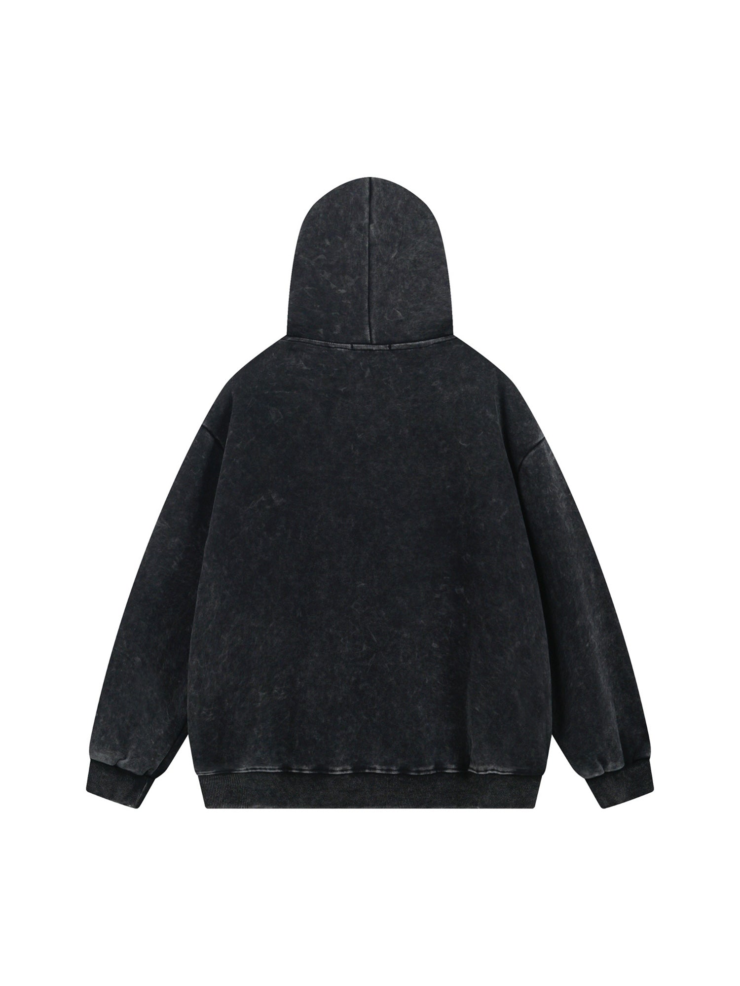 Thesupermade Washed Flame Printed Hooded Fleece Sweatshirt