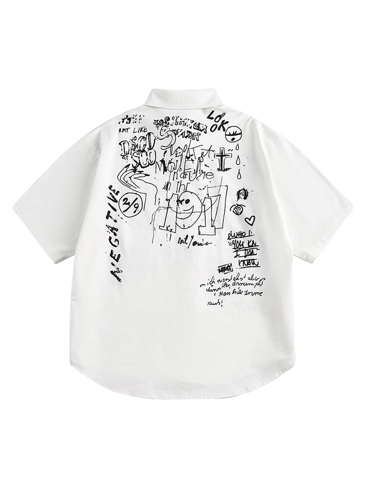 Fun Graffiti Print Short Sleeve Shirt