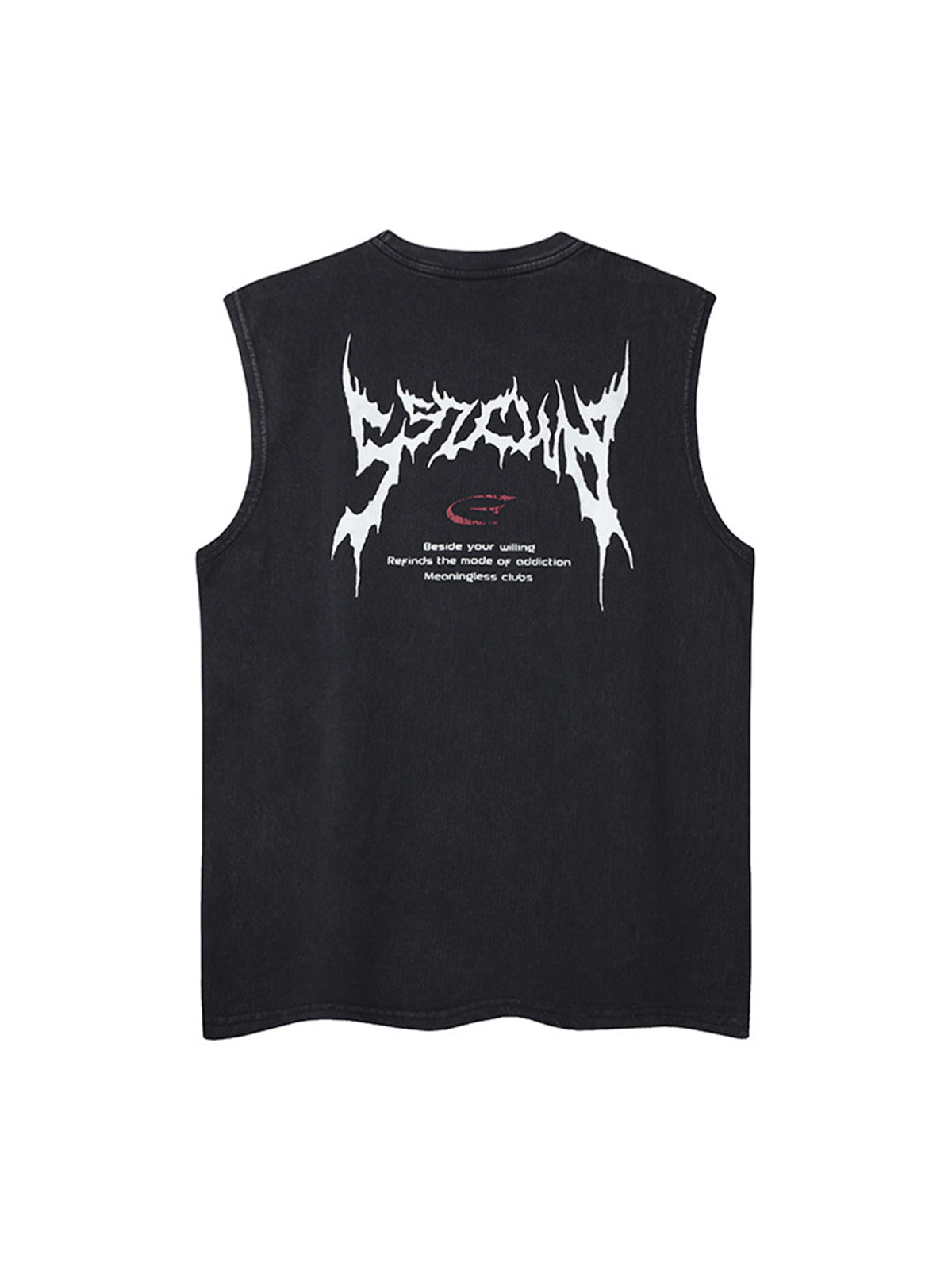 Retro Washed Letter Print Vest