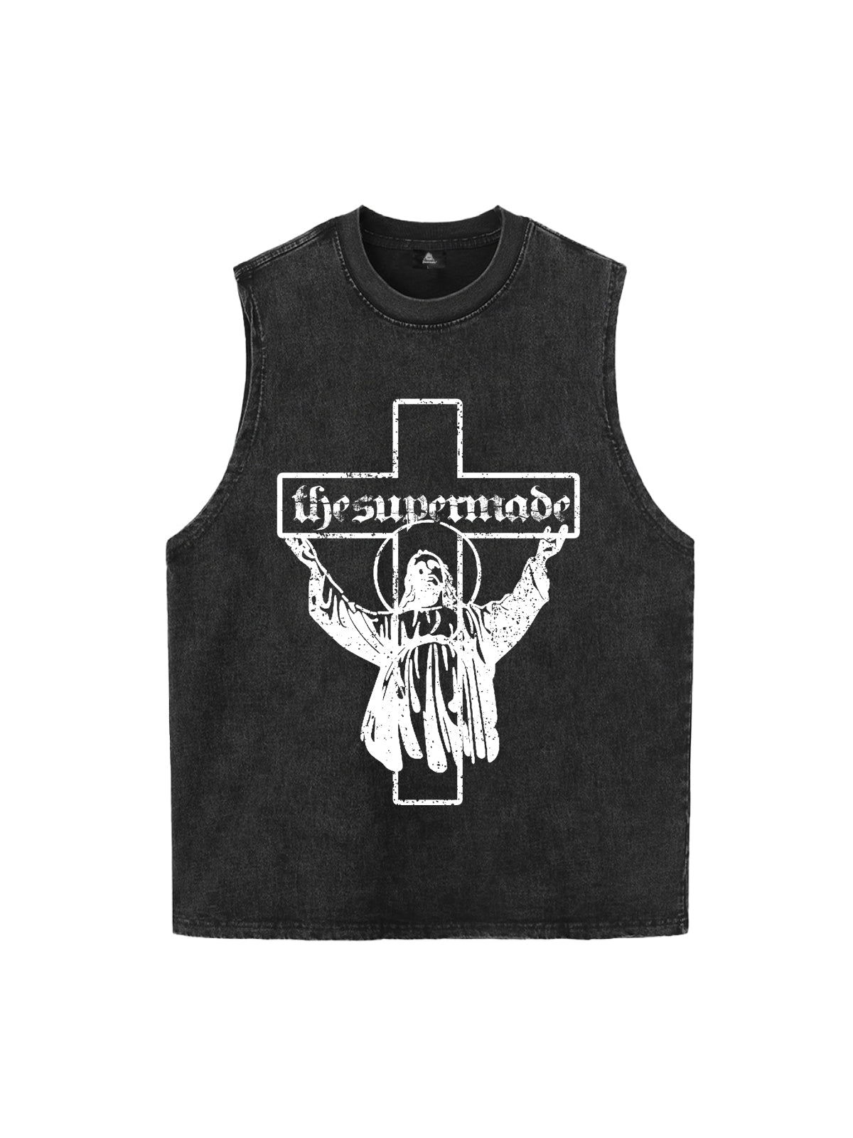 Distressed Cross Graphic Vest