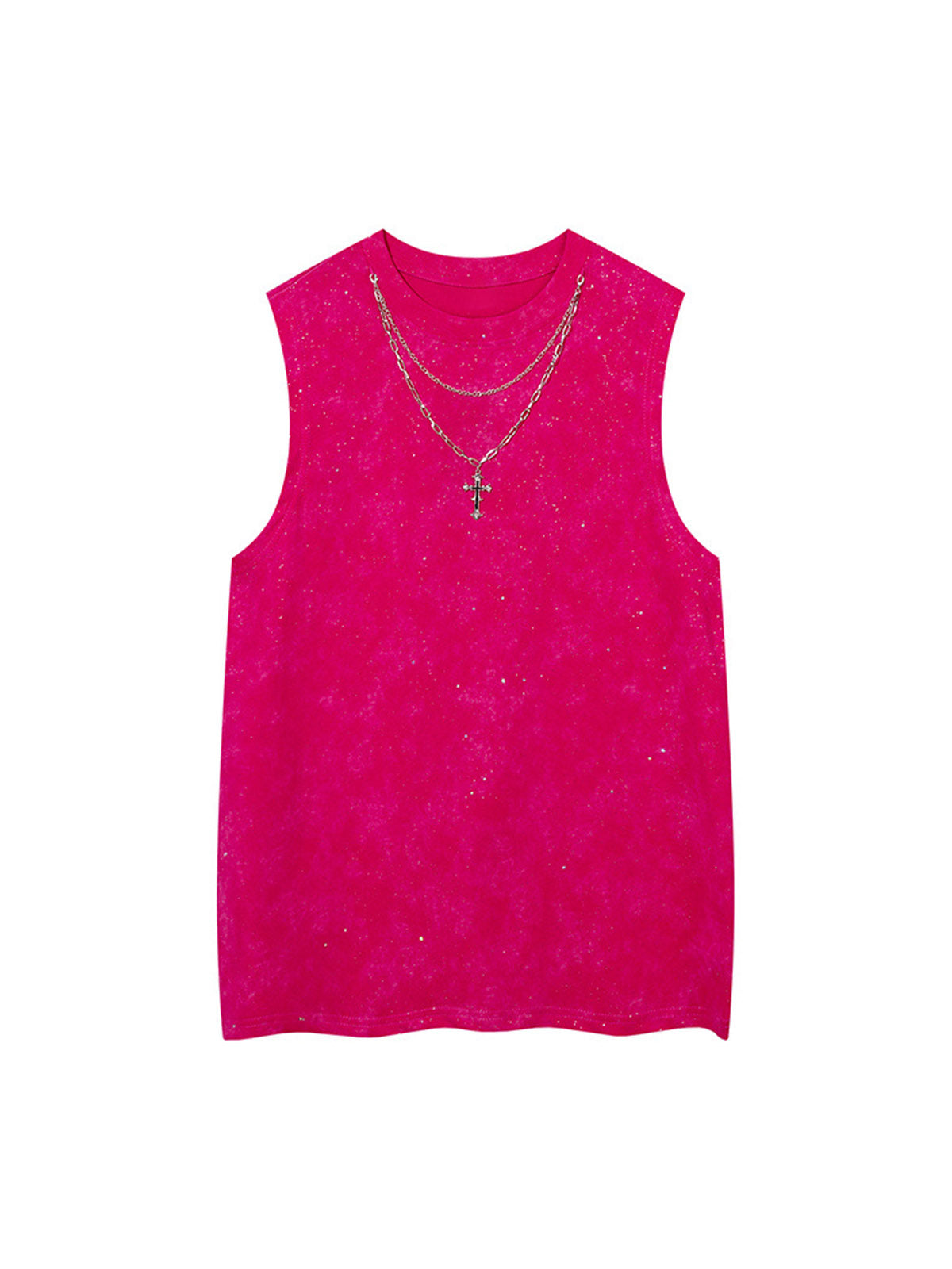 Retro Rhinestone Cross Chain Vest