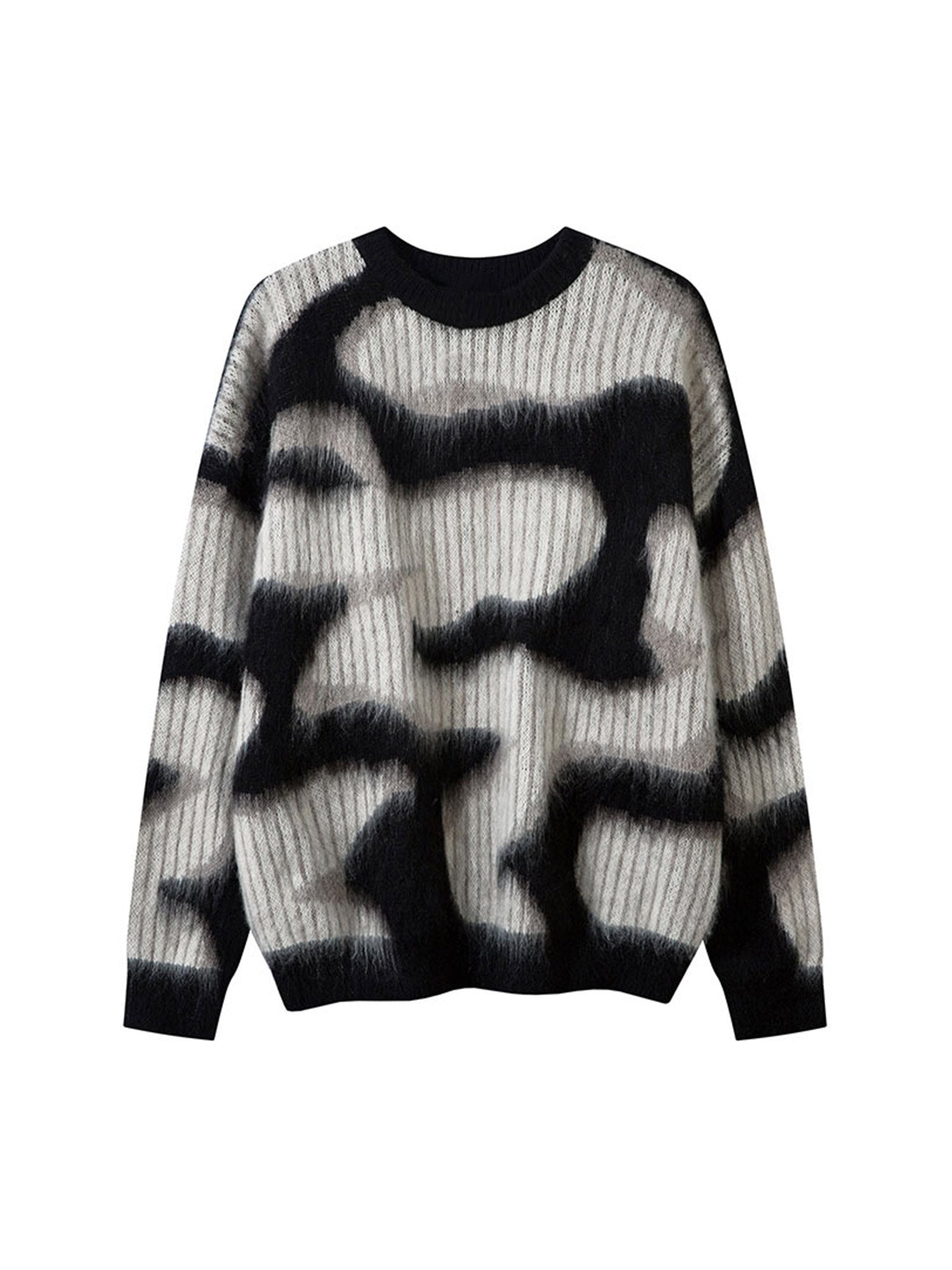 Thesupermade Abstract Mohair Crew Neck Sweater