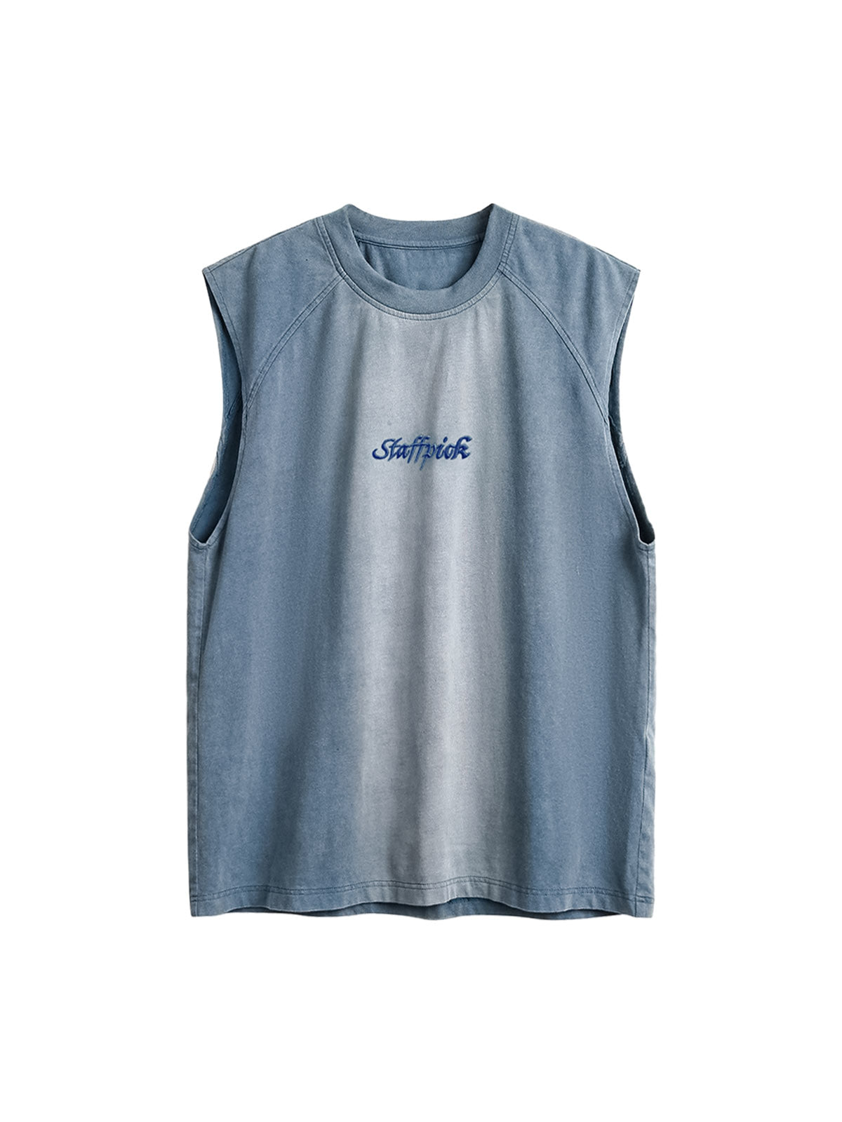 Distressed Washed Embroidered Gradient Vest