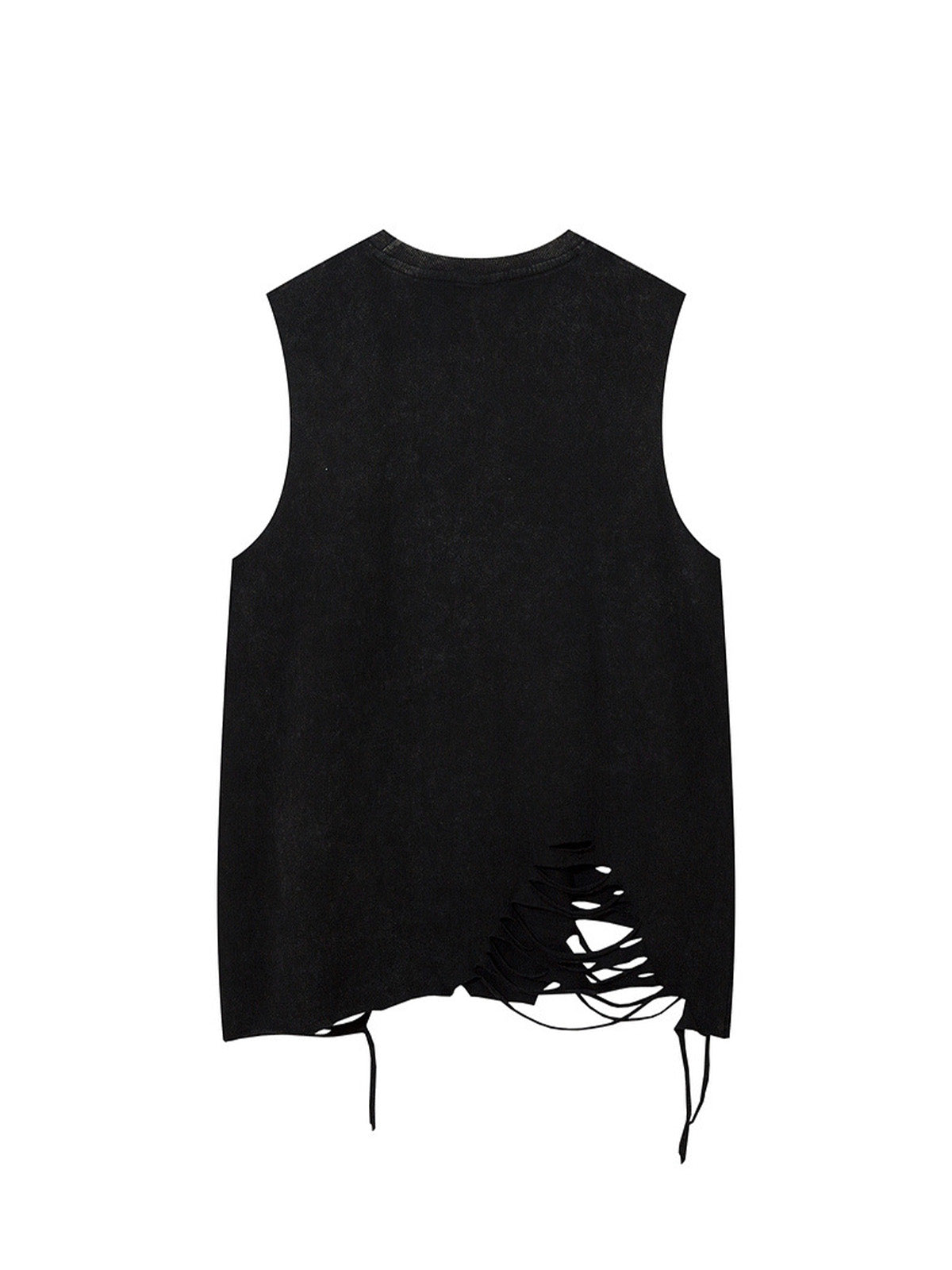 Distressed Ripped Graphic Cross Print Vest
