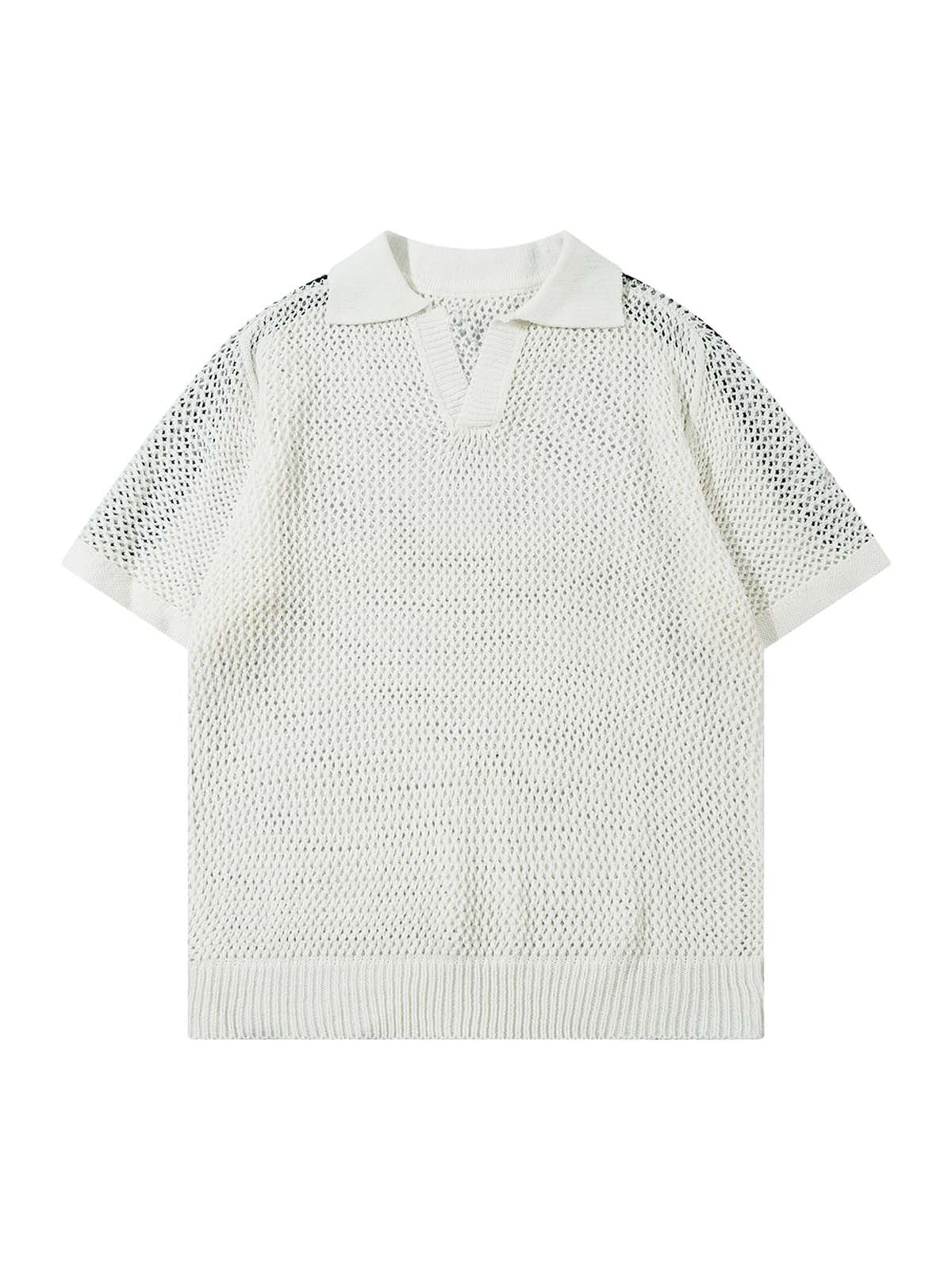 Knitted Short Sleeve Polo Sweater