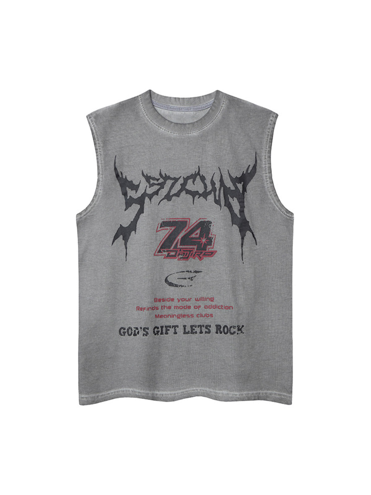 Retro Washed Letter Print Vest