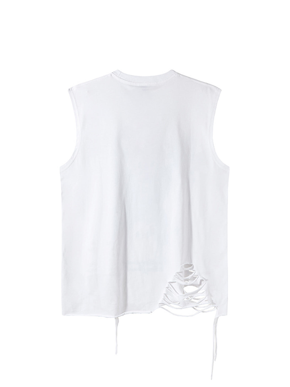 Asymmetric Distressed Graffiti Chain Vest