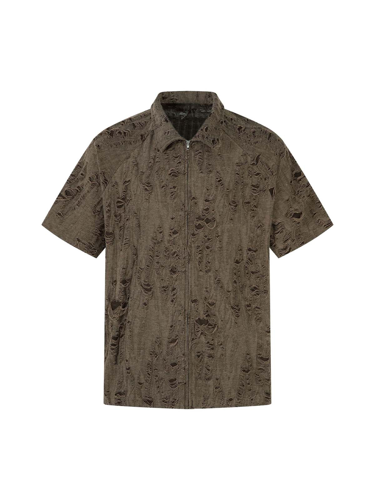 Distressed Ripped Short Sleeve Shirt