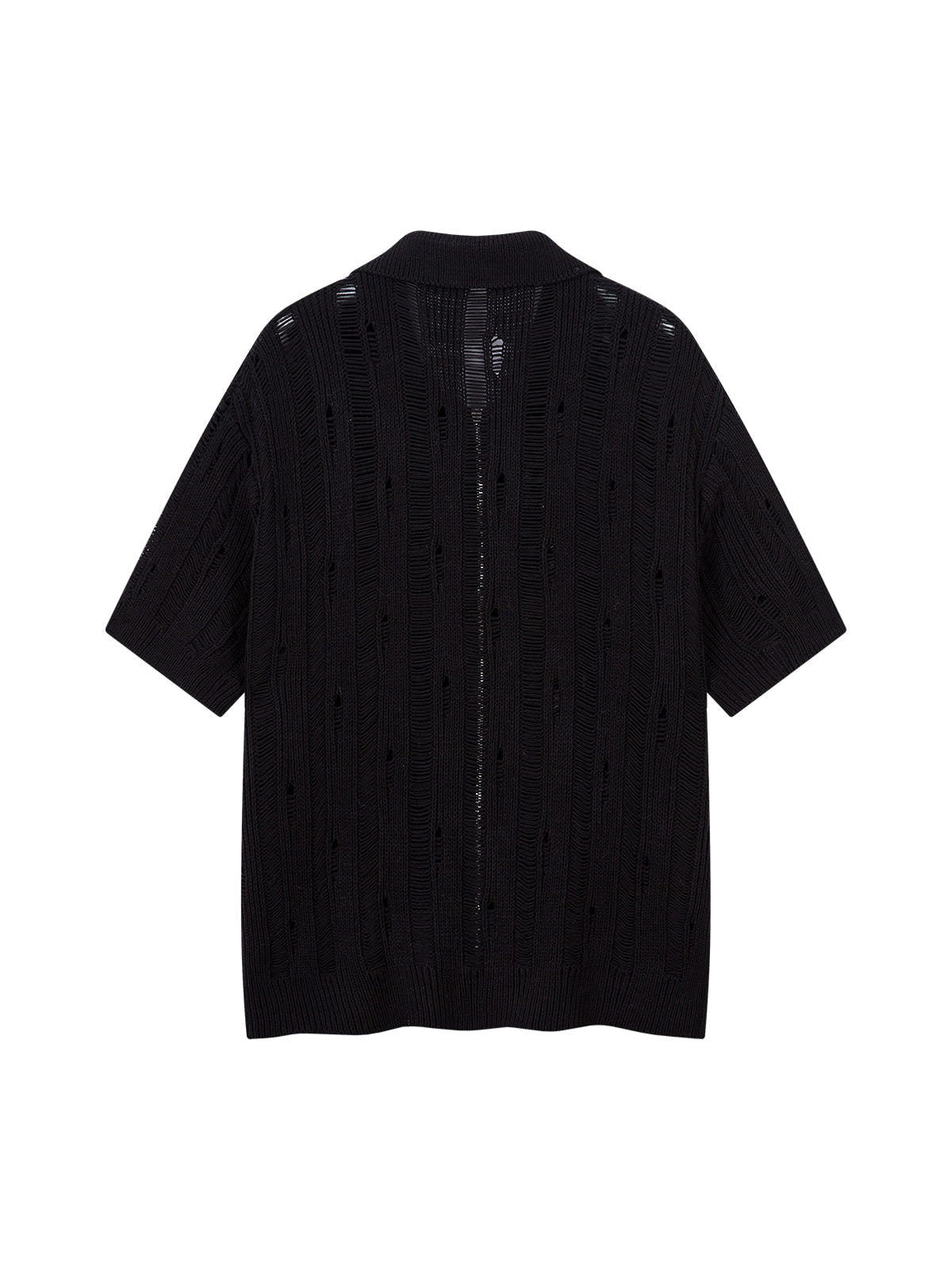 Cleanfit Black Knit Zip-Up Short-Sleeve Shirt