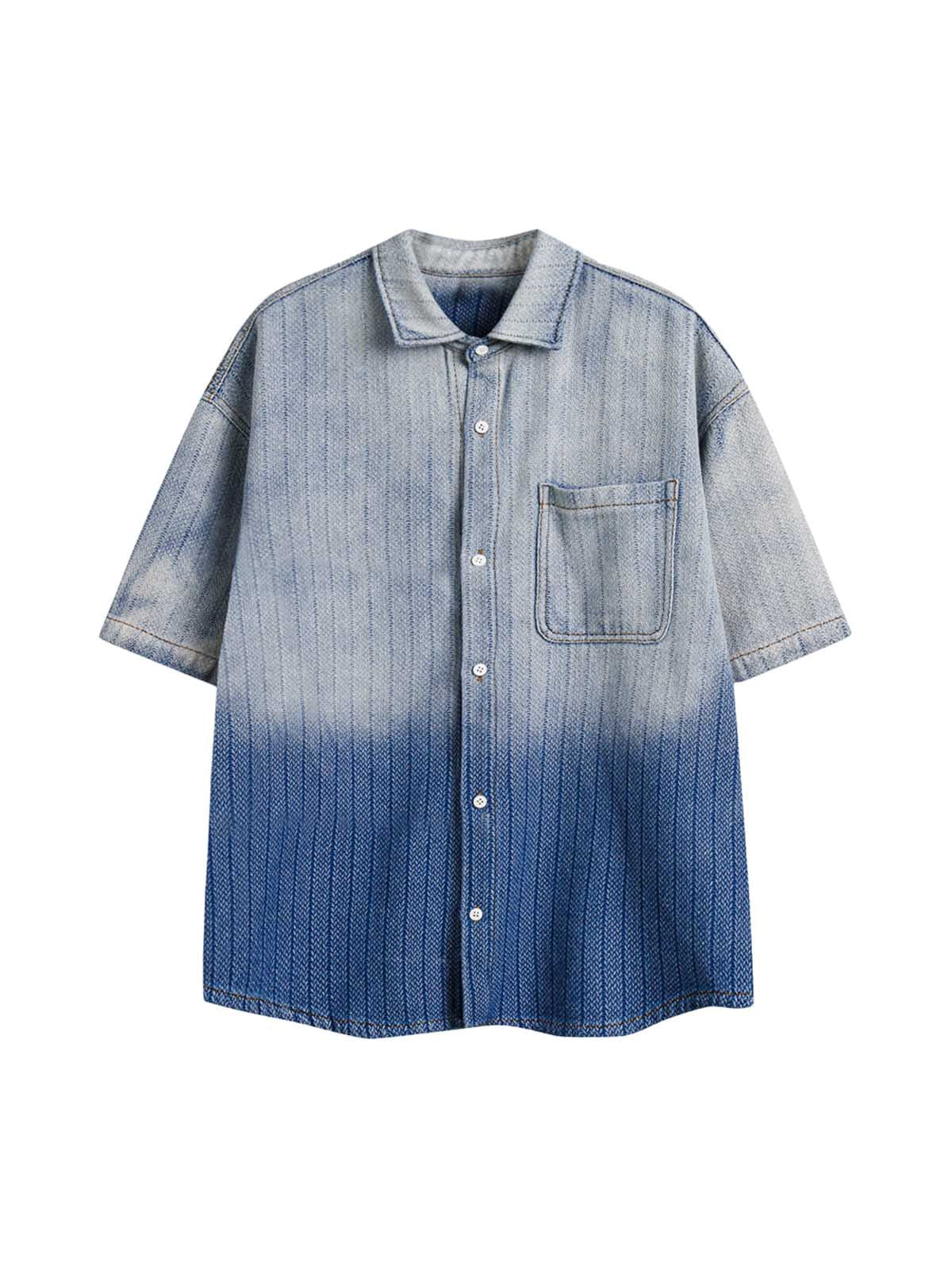 Thesupermade Gradient Denim Short-Sleeve Shirt