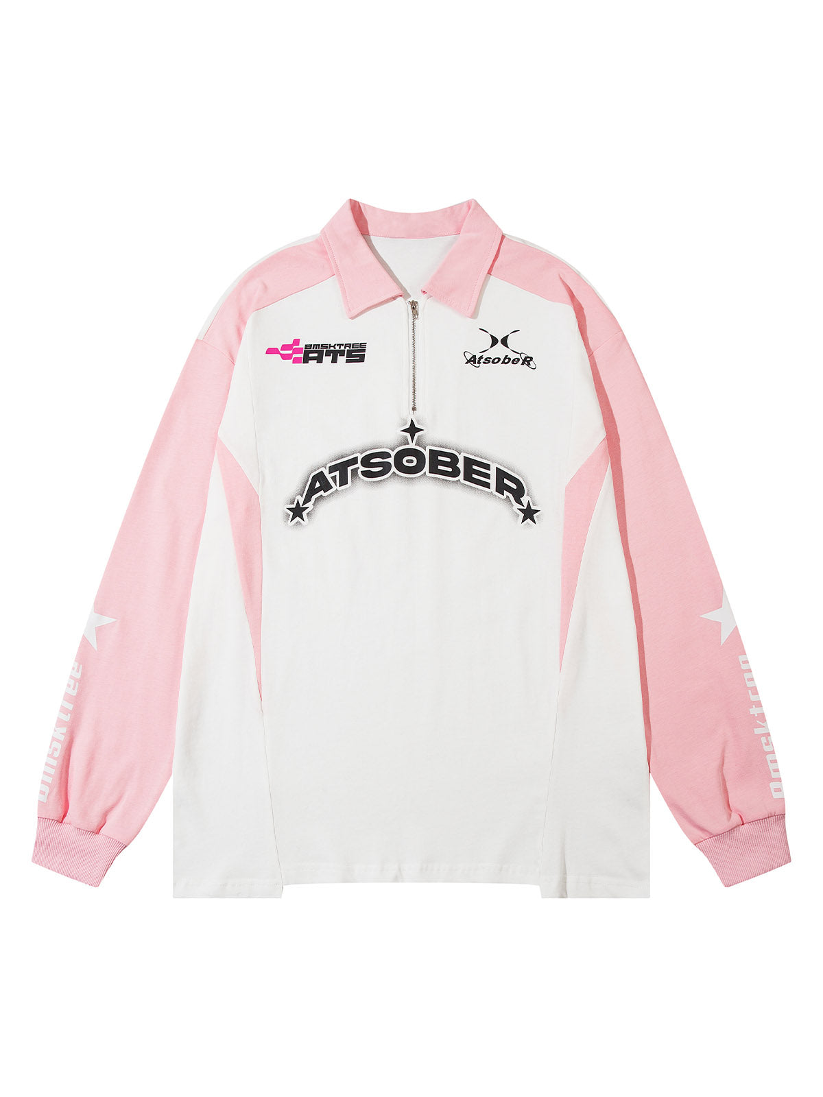 Thesupermade Star Contrast Color Long Sleeve Quarter Zipper Shirt