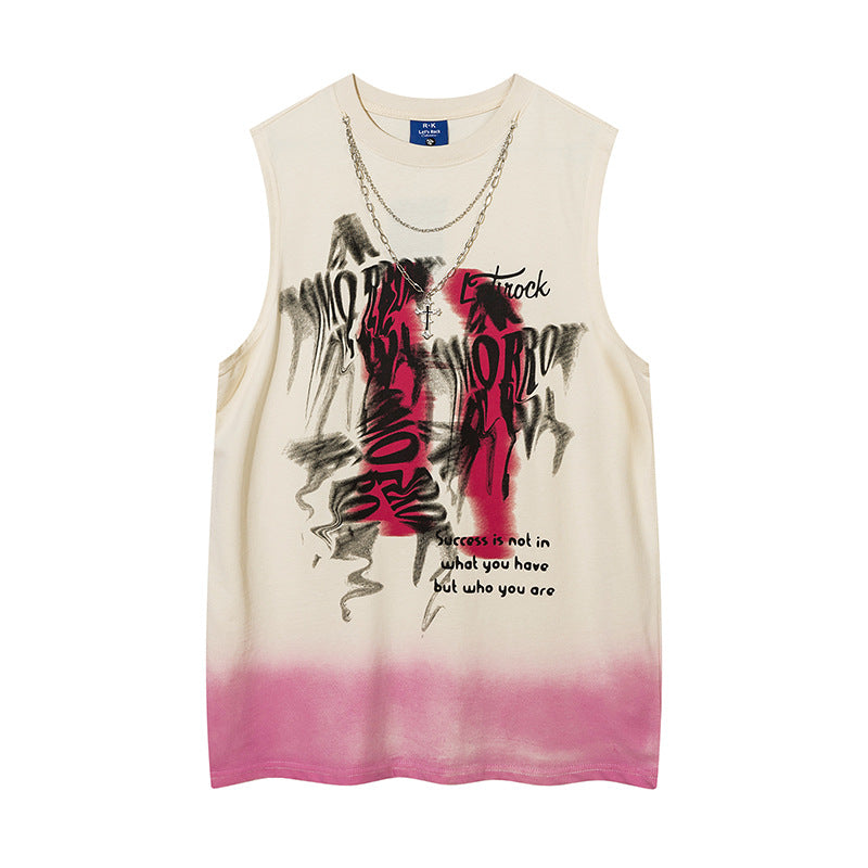 Street Necklace Graffiti Spray-Painted Vest