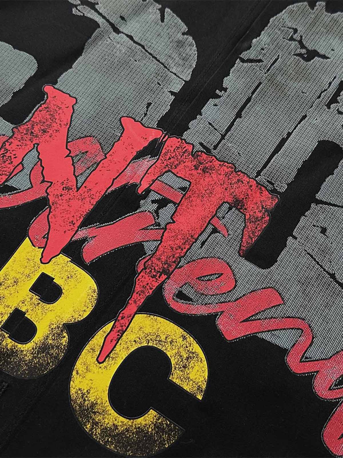 Retro Letter Print Short Sleeve Shirt