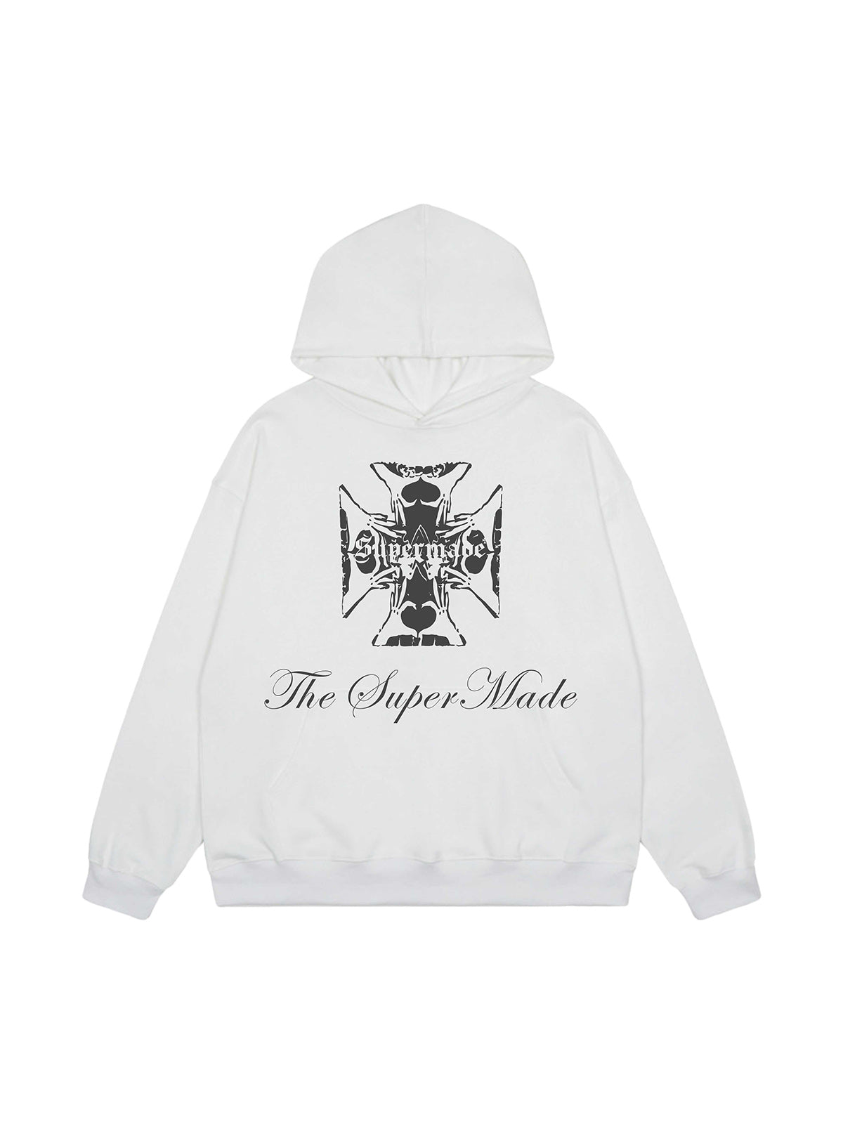 Street Cross Letters Print Hoodie