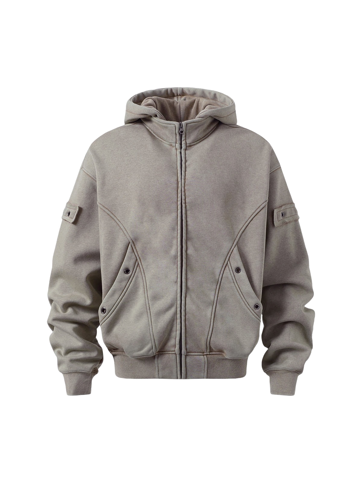 Wasteland Style Washed Zipper Up Sweatshirt