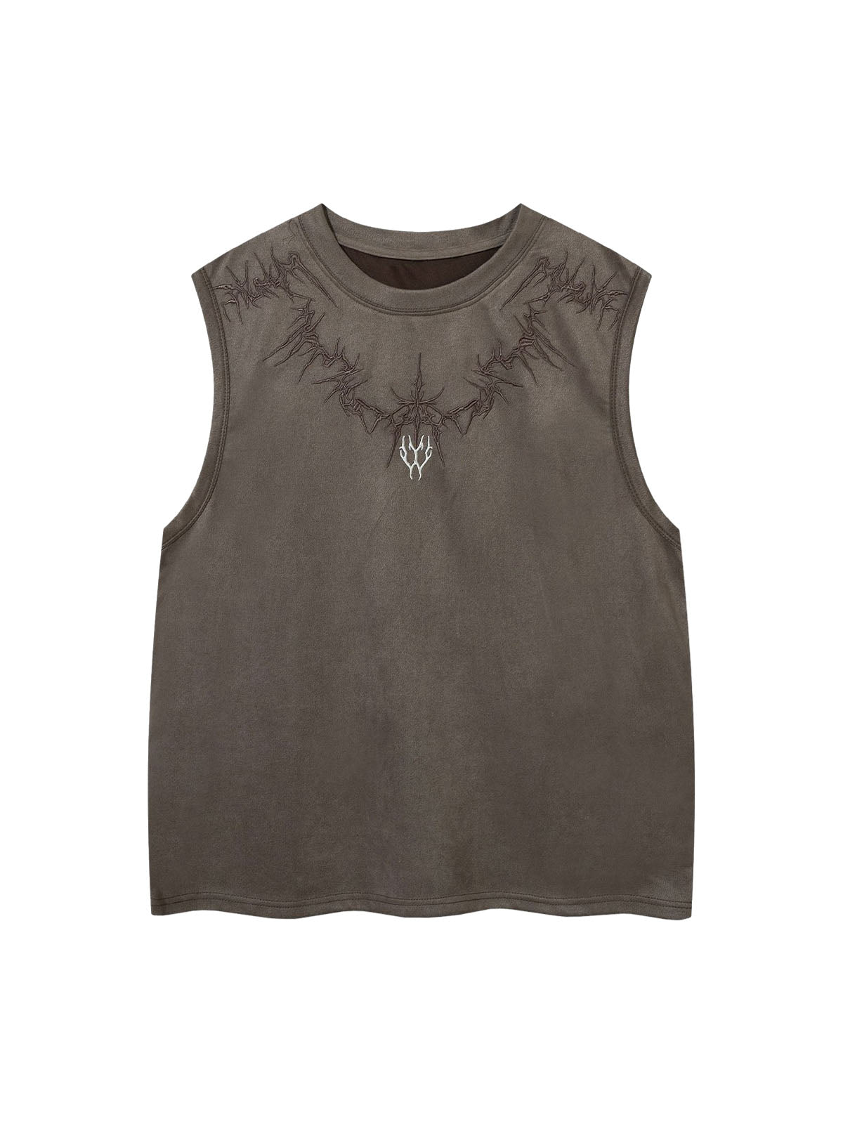 Suede Thorn Embroidered Vest