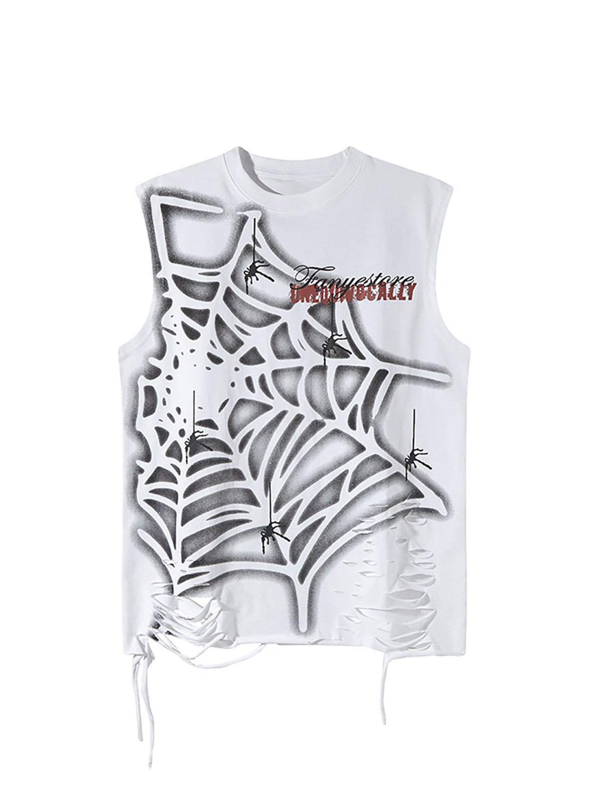 Raggedy Design Spider Web Graphic Vest - 2360