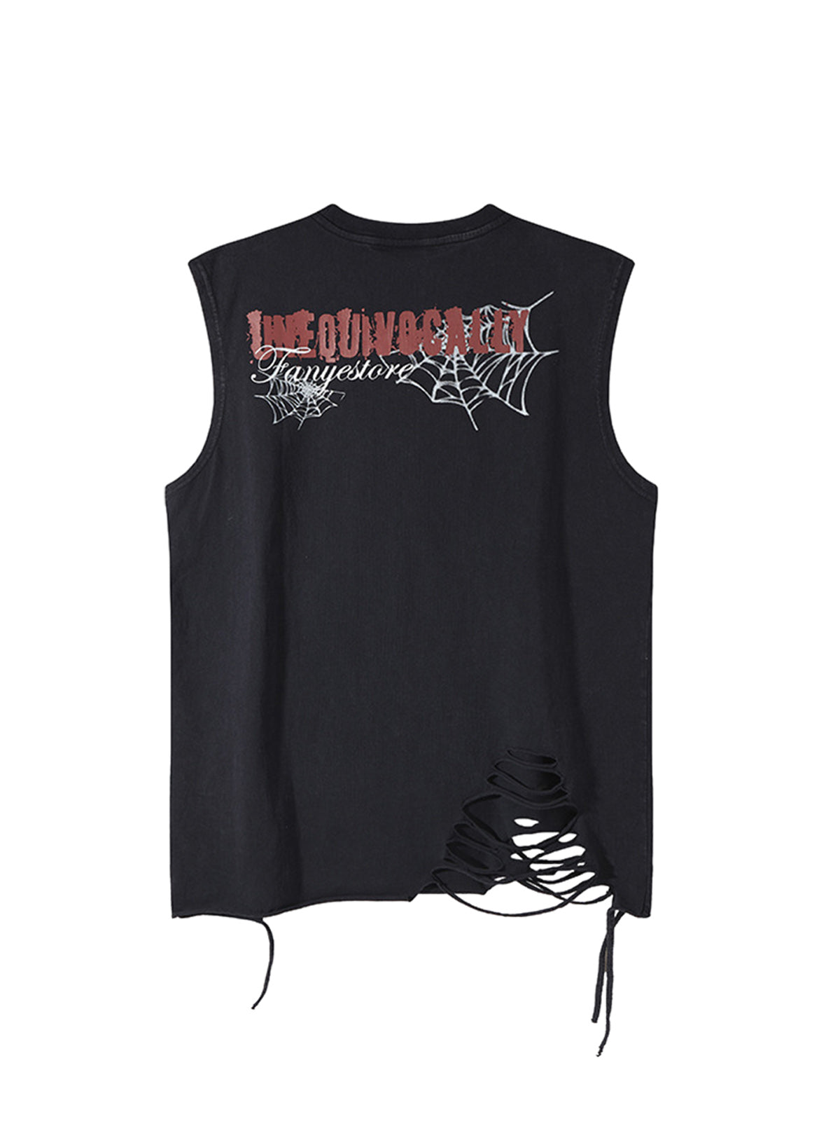 Raggedy Design Spider Web Graphic Vest - 2360