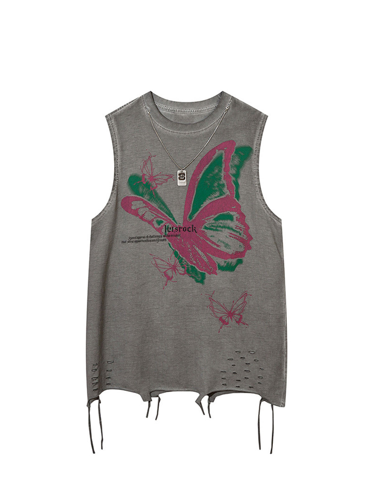 Raw Edge Butterfly Print Vest