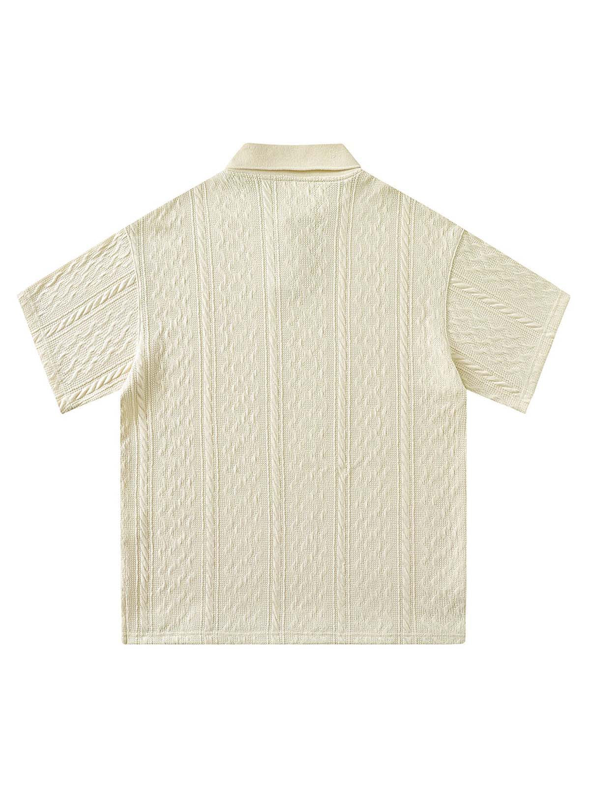 Vintage Print Lapel Short Sleeve Polo Shirt