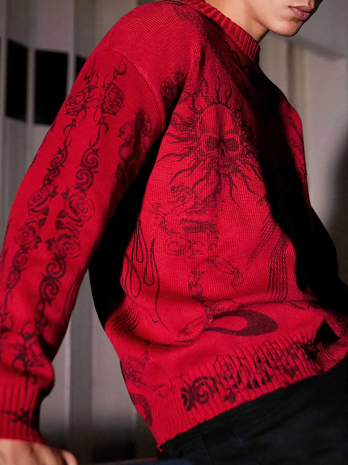 Thesupermade Skull Print Distressed Sweater - 1002