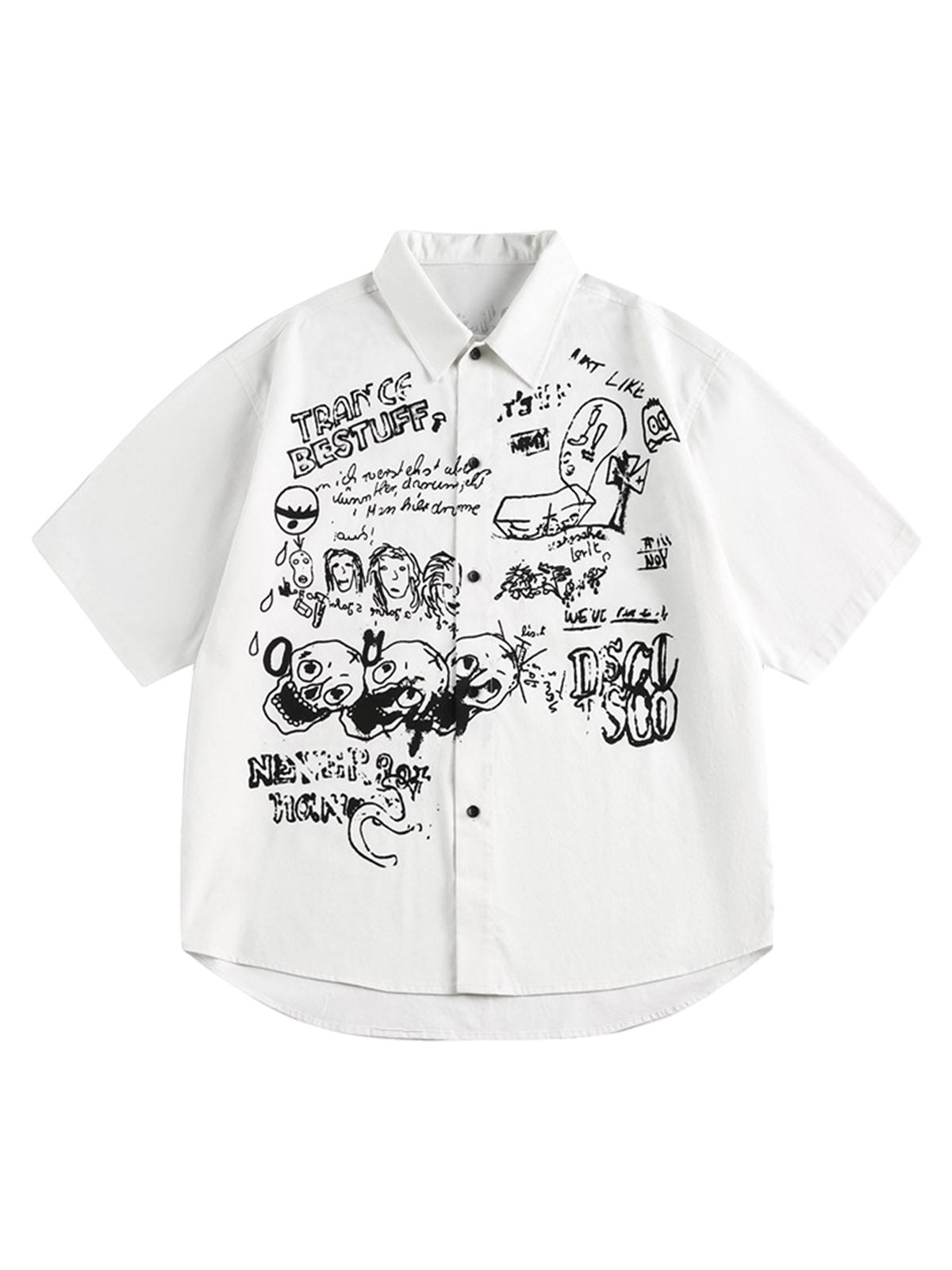 Fun Graffiti Print Short Sleeve Shirt