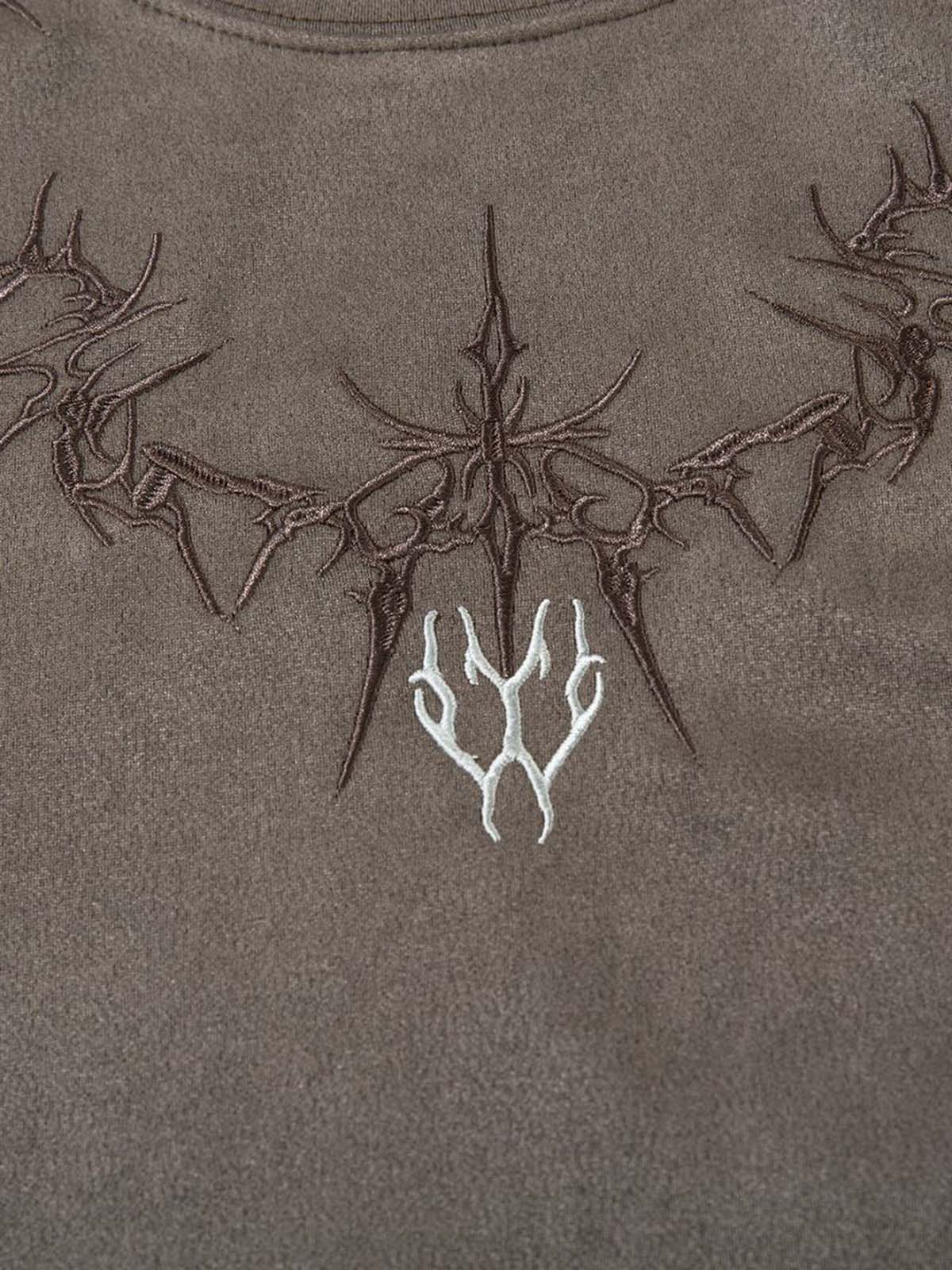 Suede Thorn Embroidered Vest