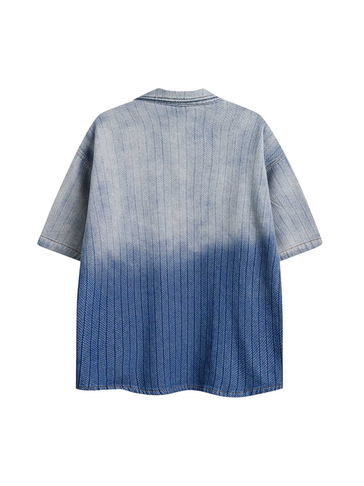 Thesupermade Gradient Denim Short-Sleeve Shirt