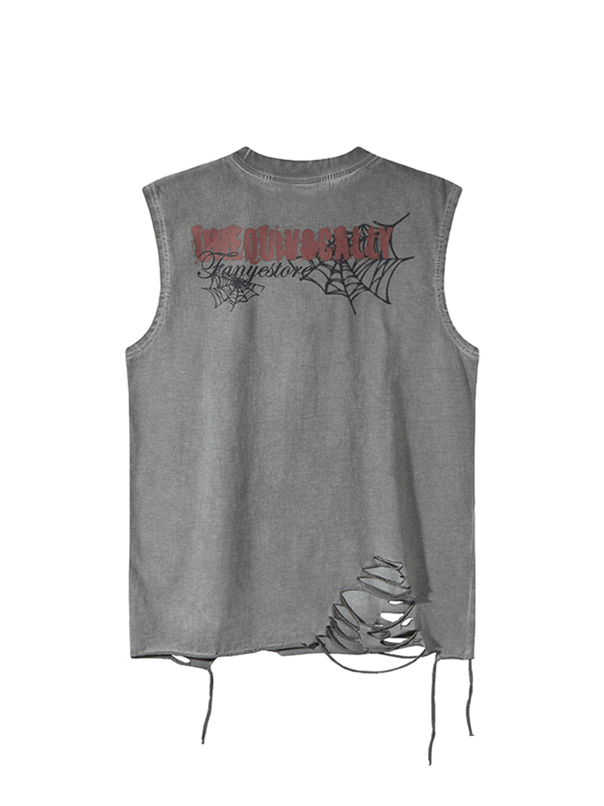 Raggedy Design Spider Web Graphic Vest - 2360