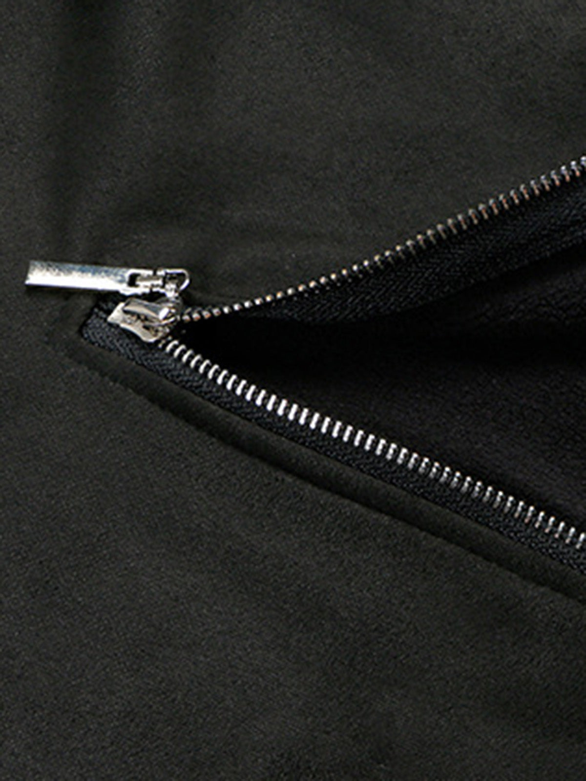 Thesupermade Metal Button Multi Zipper Suede Fleece Sweatshirt