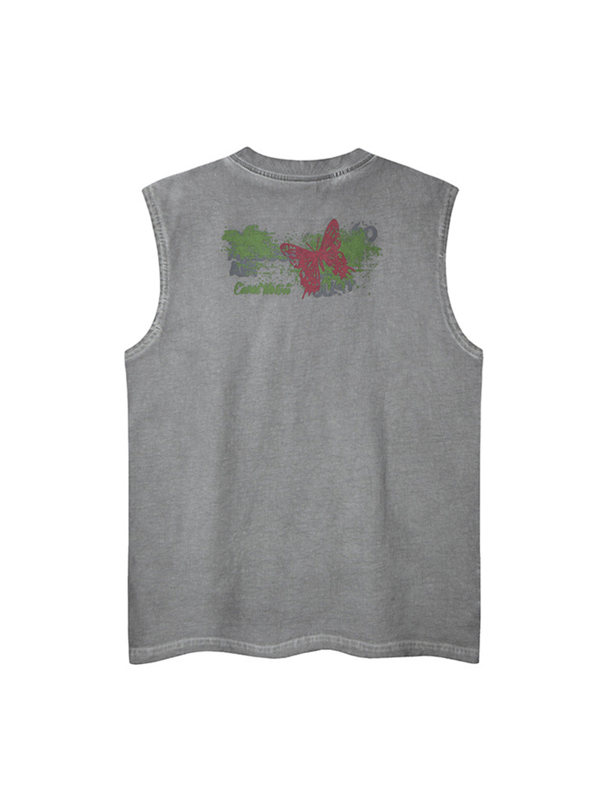 Distressed Graphic Butterfly Print Vest