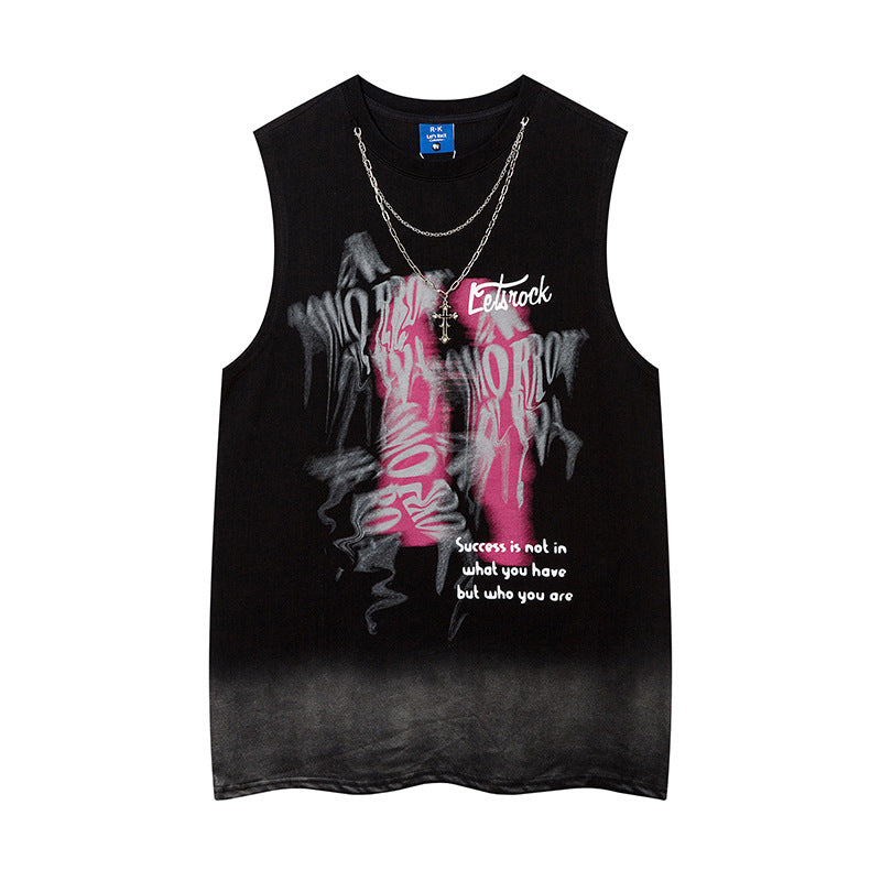 Street Necklace Graffiti Spray-Painted Vest