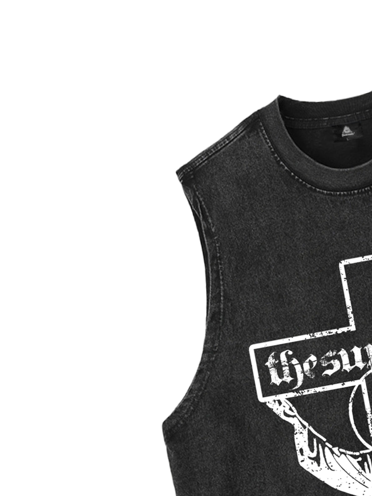 Distressed Cross Graphic Vest